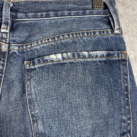 Frame Le Piper Jeans Womens 26 Blue Sky Cropped Mid Rise Rigid Cotton Distressed - Picture 13 of 16